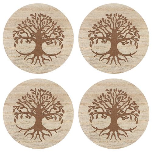 Set of 4 Tree of Life Engraved Coasters