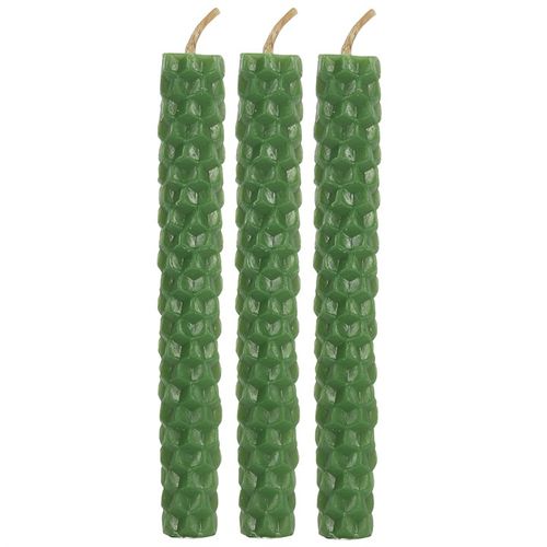 Set of 6 Green Beeswax Spell Candles