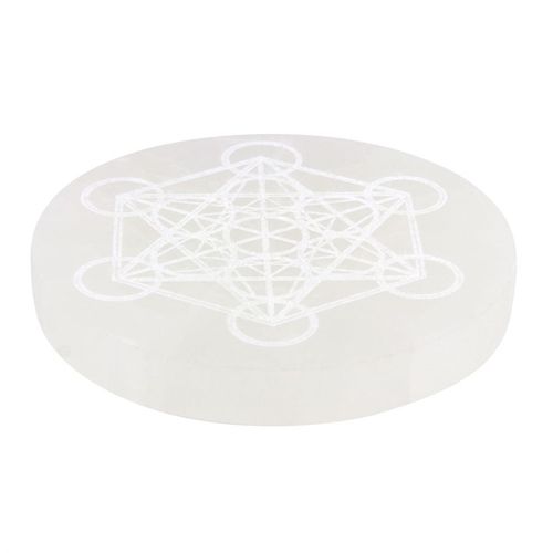 Selenite Metatron's Cube Crystal Charging Plate