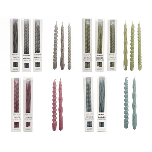 Pack of 2 Twisted Gloss Taper Candles