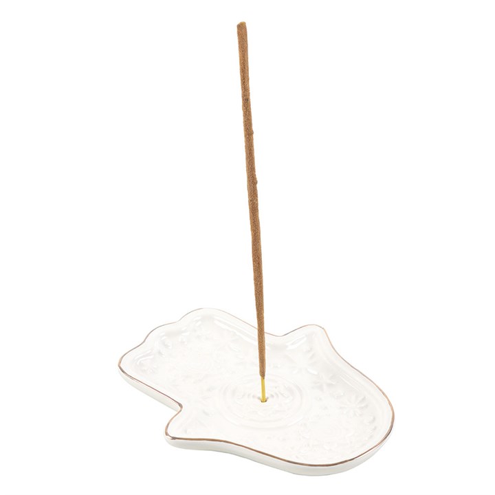 White Hand of Hamsa Incense Holder and Trinket Dish