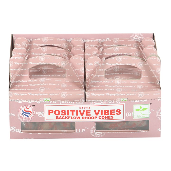 12 Packs of Positive Vibes Backflow Dhoop Incense Cones by Satya