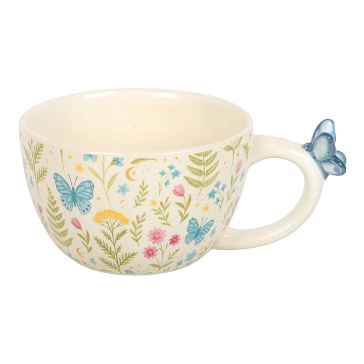 Luna Bloom Floral Print Mug with Butterfly