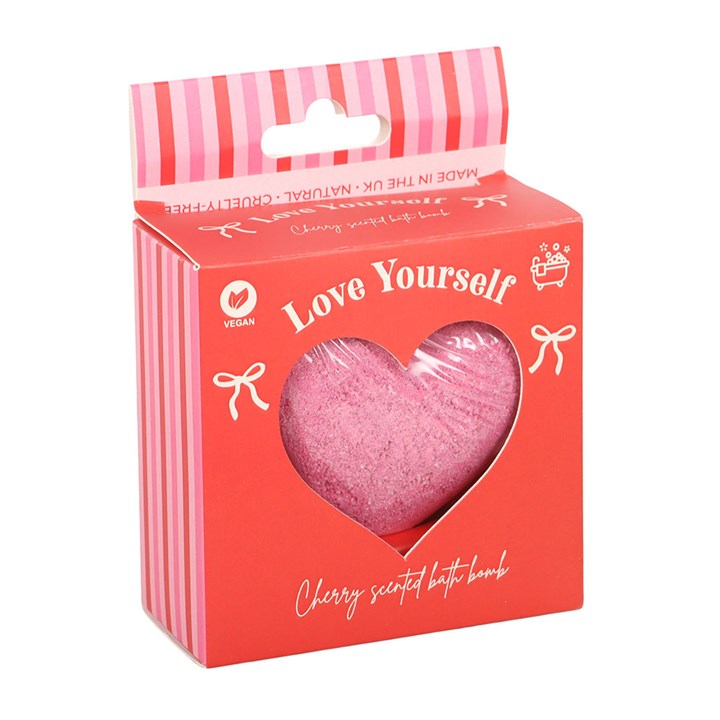 Love Yourself Heart-Shaped Cherry Bath Bomb