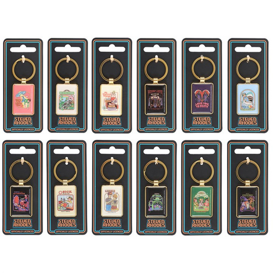Set of 12 Enamel Keyrings by Steven Rhodes