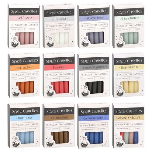 Set of 72 Herbal Magick Spell Candles on Tabletop Spinner Display