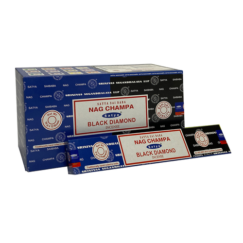 Set of 12 Packets of Combo Satya Incense - Nag Champa Black Diamond
