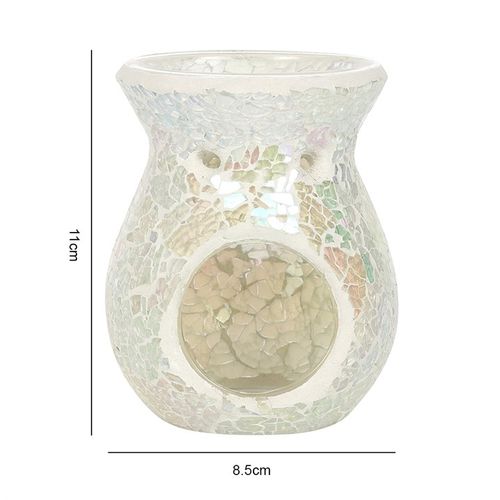 Small White Iridescent Crackle Oil Burner