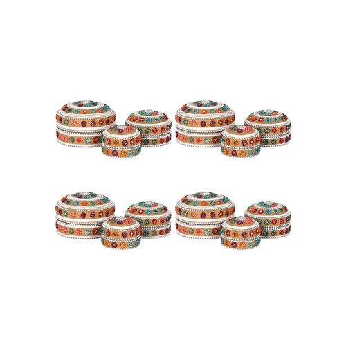 Set of 12 Cream Beaded Trinket Boxes