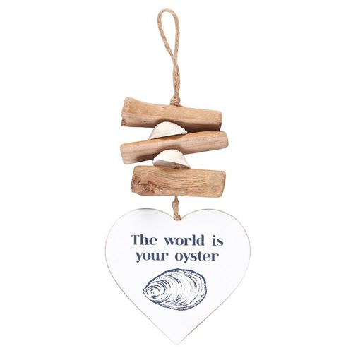 The World is Your Oyster Driftwood Heart Sign