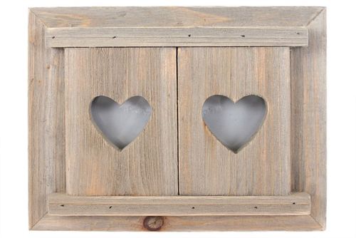 Driftwood Photo Frame With Heart Shutters
