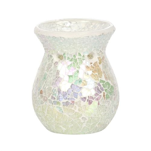 Small White Iridescent Crackle Oil Burner