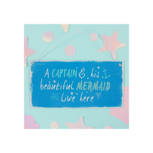 Captain And Mermaid Metal Sign