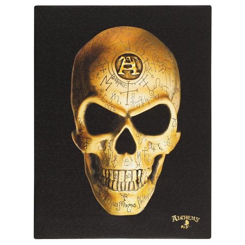 19x25cm Omega Skull Canvas Plaque by Alchemy