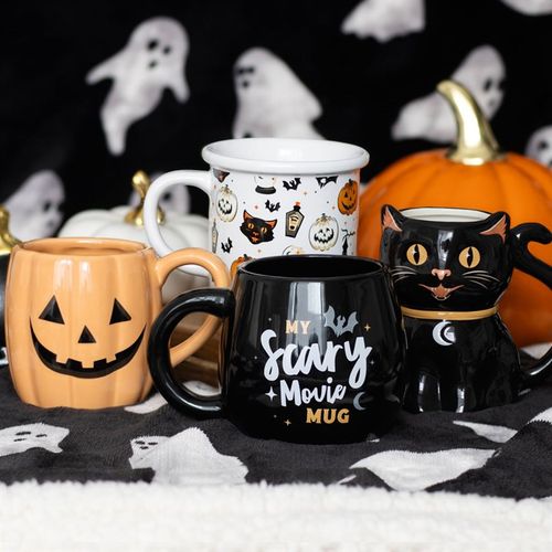 Spooky Black Cat Shaped Mug