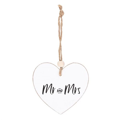 Mr and Mrs Hanging Heart Sentiment Sign