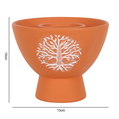 Tree of Life Terracotta Smudge Bowl
