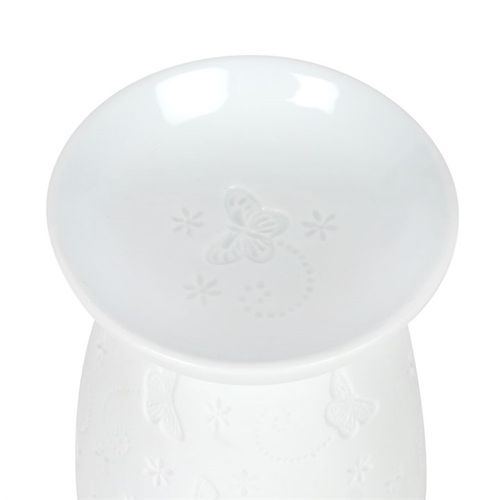 White Ceramic Butterfly Oil Burner and Wax Warmer