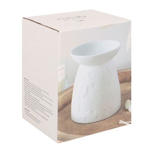 White Ceramic Butterfly Oil Burner and Wax Warmer