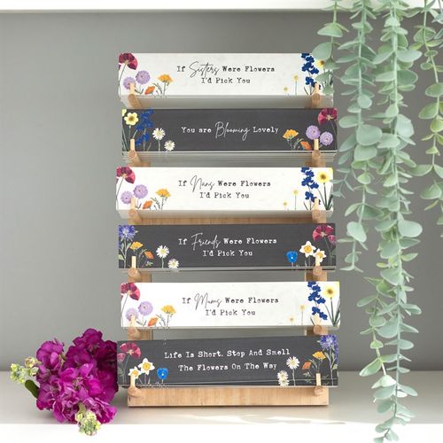 Set of 36 Wildflower Block Signs on Display