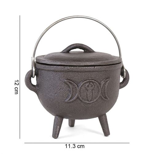 11cm Cast Iron Cauldron With Triple Moon